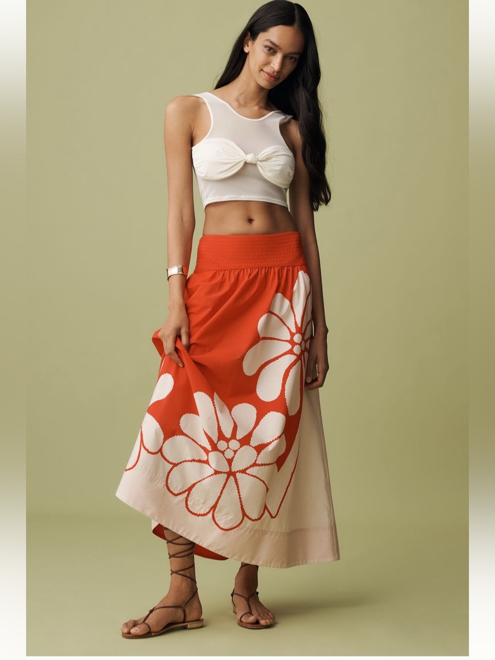 NWT Farm Rio x Anthropologie Printed 
Poplin Midi Skirt, LP